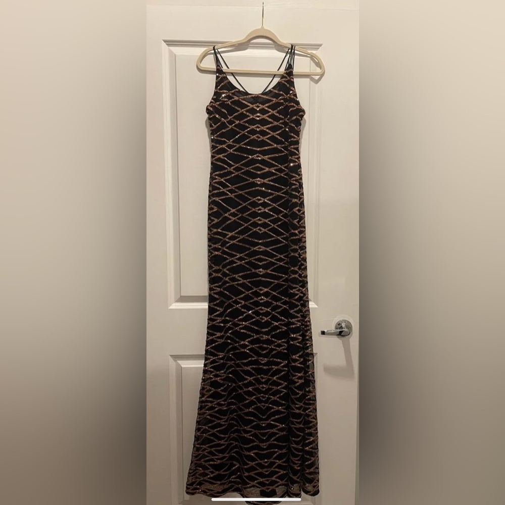 Prom Black/Rose Gold Sequin Dress
